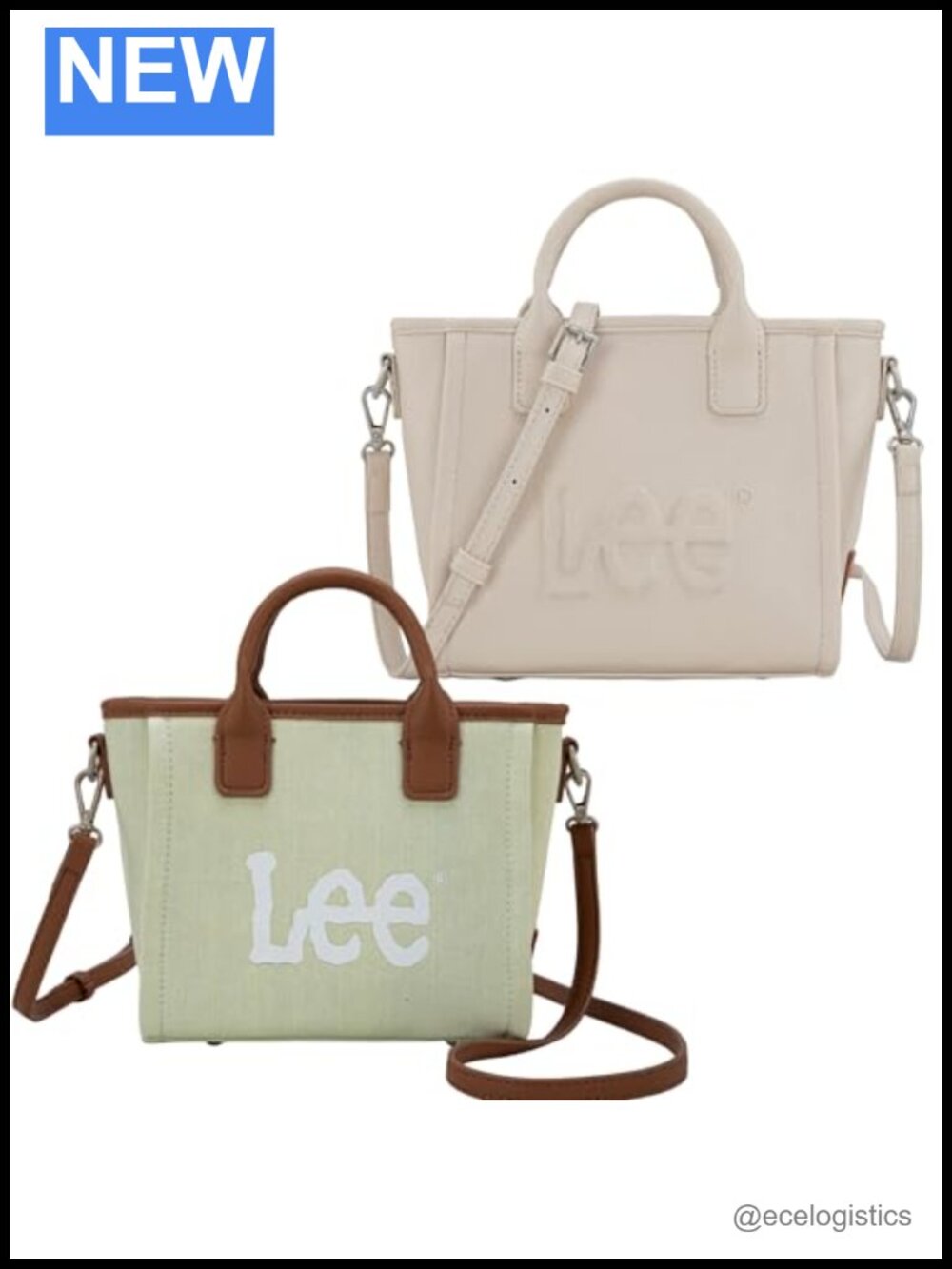 Vegan Leather & Denim Tote Bag Duo - Detachable Straps